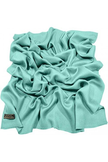 CJ Apparel Châle népalais à franges Couleur unie, cyan, taille unique