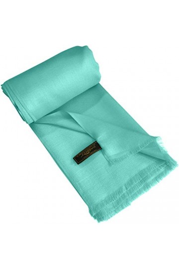 CJ Apparel Châle népalais à franges Couleur unie, cyan, taille unique