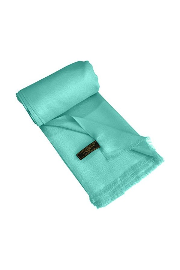 CJ Apparel Châle népalais à franges Couleur unie, cyan, taille unique