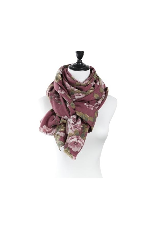 Superora Écharpe Chaude Souple pour Femme Écharpe douce pour Femme Étoles pour Femme Elégant Châle Motif Imprimé Floraux Auto