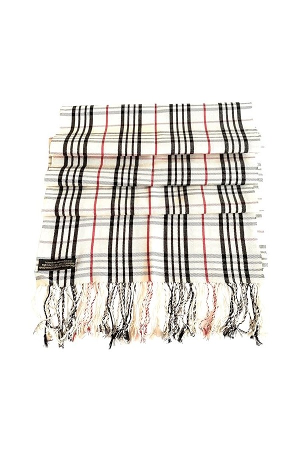 CJ Apparel Pashmina Écharpe de seconde avec motif tartan népalais, Tartan marron, taille unique