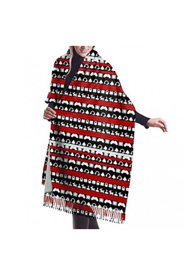 Longue écharpe pashmina pour femme Motif renne de Noël, Comme indiqué sur la photo, taille unique