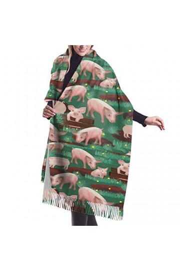 Pink Pigs Écharpe longue pour femme Motif pashmina dhiver et dautomne, Comme indiqué sur la photo, taille unique