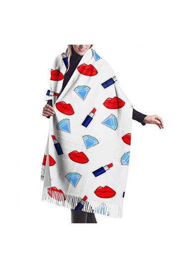 Diamond Lipstick Lip Écharpe longue pour femme Motif pashmina hiver/automne, Comme indiqué sur la photo, taille unique