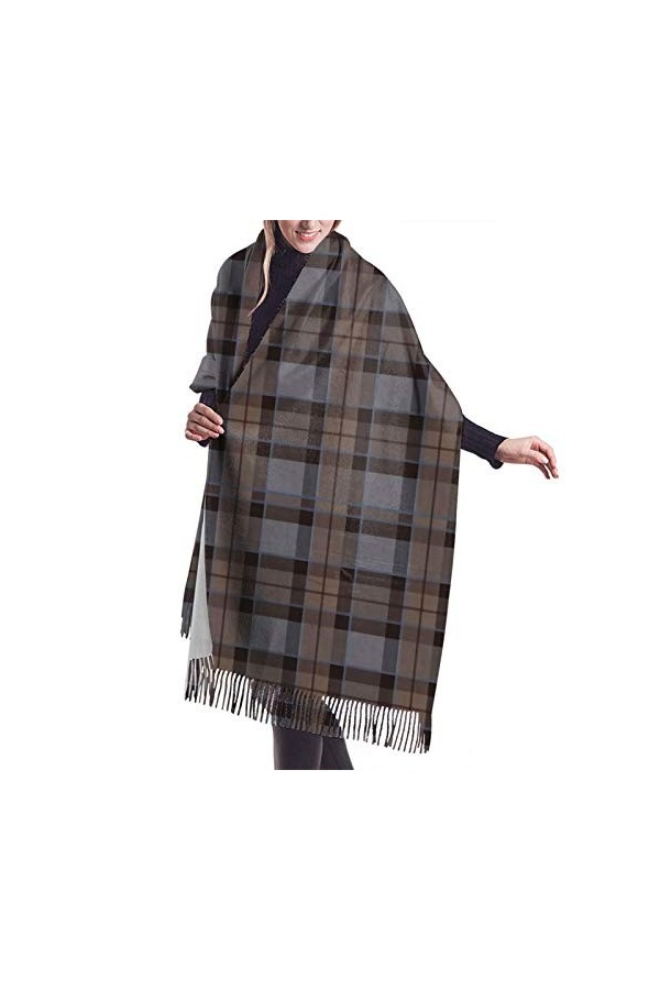 Fraser Écharpe tartan à carreaux pour femme - Tendance - Toucher cachemire - Pashmina - Couverture douce et chaude - Longue é