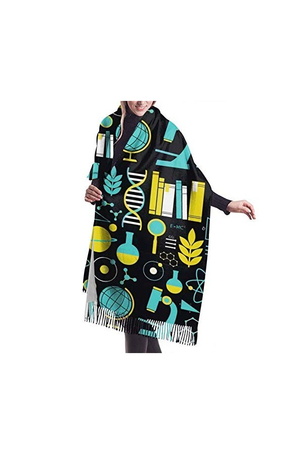 Écharpe dhiver tendance pour femme, motif pashmina, pour la science, les mathématiques, la biologie chimique, la mode, le ca