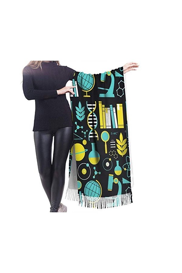 Écharpe dhiver tendance pour femme, motif pashmina, pour la science, les mathématiques, la biologie chimique, la mode, le ca