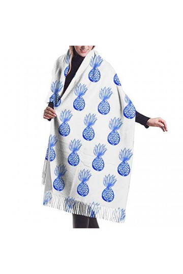 Blue Pineapple Écharpe longue pour femme Hiver Automne Pashmina Châle, Comme indiqué sur la photo, taille unique