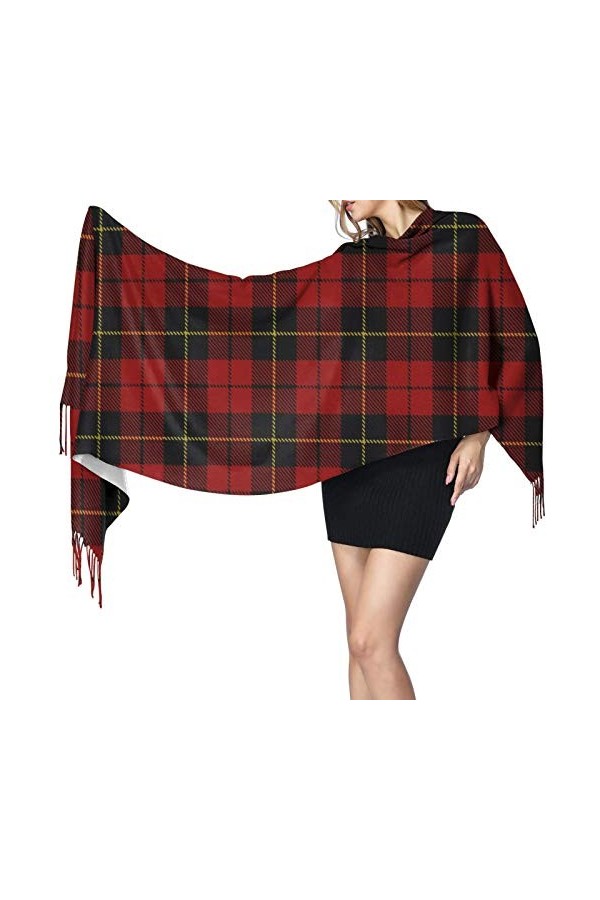 Tartan écossais avec couleurs traditionnelles, style campagnard vintage, écharpe dhiver tendance pour femme, sensation cache