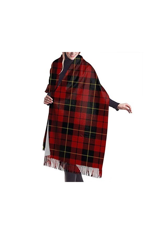 Tartan écossais avec couleurs traditionnelles, style campagnard vintage, écharpe dhiver tendance pour femme, sensation cache