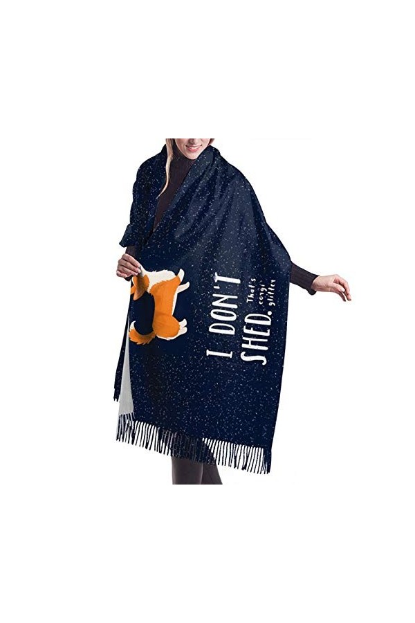 Jolie écharpe dhiver Corgi pour femme - Toucher cachemire - Pashmina - Doux et chaud - Longue écharpe pour femme, Comme indi