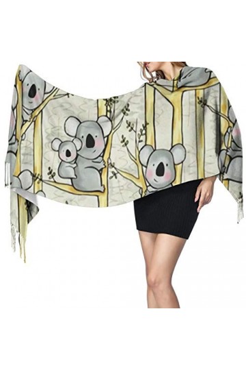 Écharpe dhiver mignonne Koala pour femme - Toucher cachemire - Pashmina - Couverture douce et chaude - Longue écharpe pour f