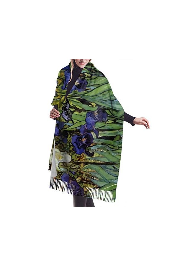 Irises Écharpe dhiver tendance pour femme - Toucher cachemire - Pashmina - Couverture douce et chaude - Longue écharpe pour 