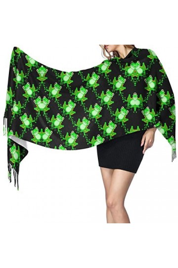 Écharpe dhiver amusante en forme de grenouille pour femme - Toucher cachemire - Pashmina - Couverture douce et chaude - Long