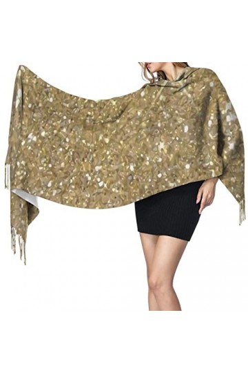 Écharpe dhiver de luxe à paillettes dorées pour femme - Toucher cachemire - Pashmina - Couverture douce et chaude - Longue é