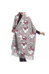 Écharpe dhiver à motif caniche rose pour femme - Toucher cachemire - Pashmina - Couverture douce et chaude - Longue écharpe 