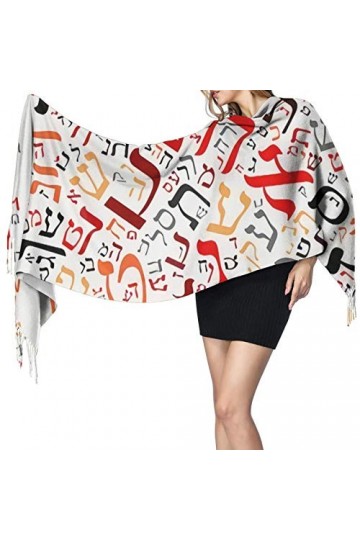 Écharpe créative en forme de lettres de lalphabet hébreu pour femme - Toucher cachemire - Pashmina - Couverture douce et cha