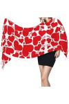 Grand châle pashmina doux au toucher cachemire avec bords à franges pour femme, Cœur Amour, taille unique