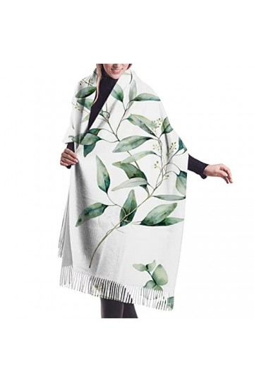 QQIAEJIA Châle Pashmina pour femme avec bordure frangée blanche et naturelle, couleur, taille unique