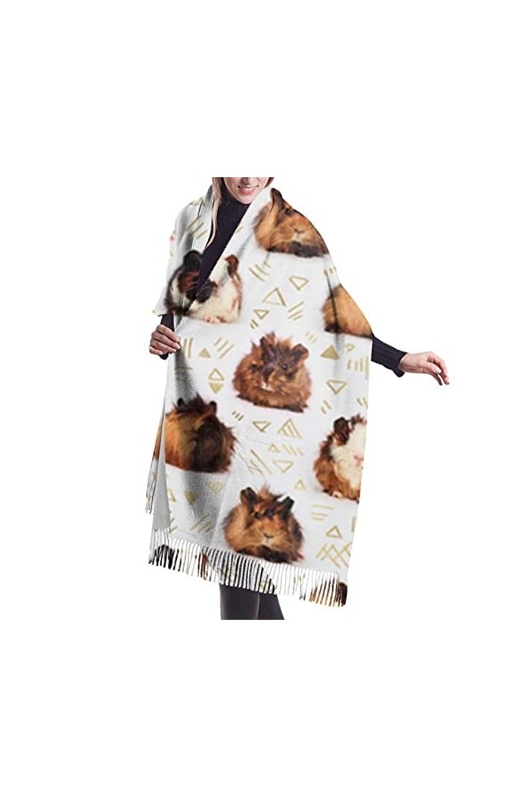 QQIAEJIA Grand châle pashmina pour femme avec bords frangés au toucher cachemire, couleur, taille unique