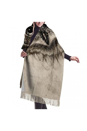 QQIAEJIA Châle pashmina pour femme avec bords frangés - Motif chouette - Doux - Toucher cachemire, couleur, taille unique