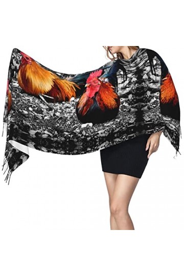 QQIAEJIA Grand châle pashmina bohème à rayures triangulaires pour femme - Doux au toucher cachemire - Écharpe dhiver avec bo