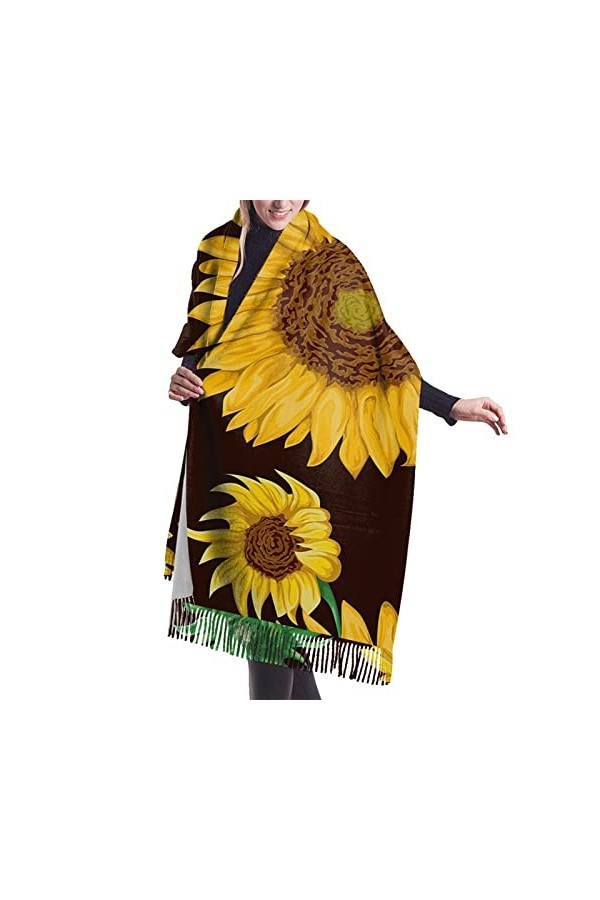 QQIAEJIA Magnifique châle pashmina en cachemire doux avec bords frangés pour femme, couleur, taille unique