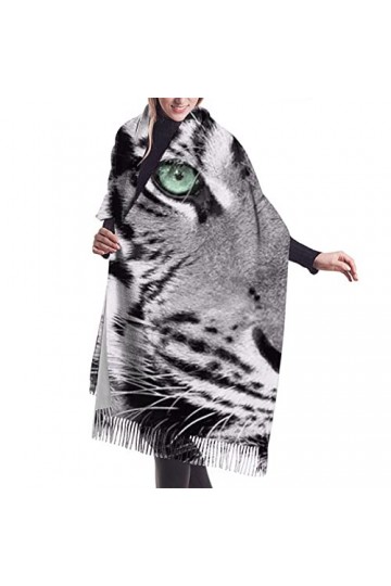 QQIAEJIA Grand châle pashmina en cachemire doux avec bords frangés pour femme, blanc, taille unique