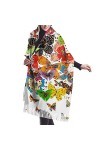 QQIAEJIA Butterfly - Grand châle pashmina doux au toucher cachemire pour femme - Écharpe dhiver avec bords à franges, couleu