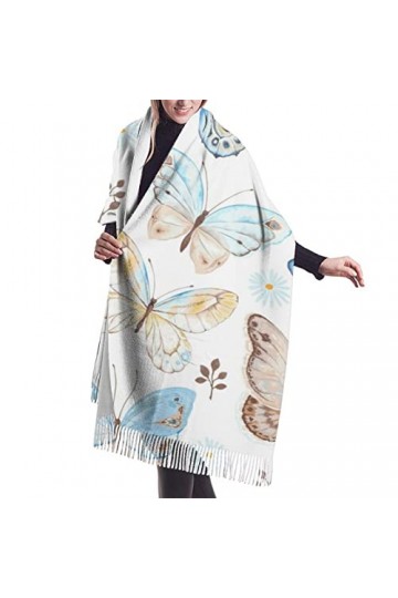 Magnifique châle pashmina en cachemire doux avec bords frangés pour femme, Comme indiqué sur la photo, taille unique