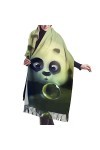 QQIAEJIA Cute Panda Grand châle pashmina doux au toucher cachemire pour femme Écharpe dhiver avec bords à franges, couleur, 