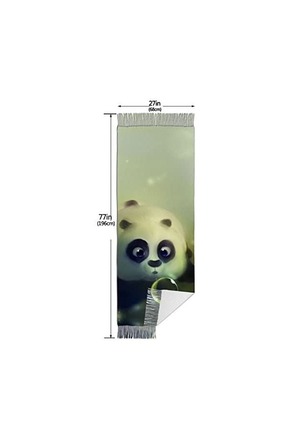 QQIAEJIA Cute Panda Grand châle pashmina doux au toucher cachemire pour femme Écharpe dhiver avec bords à franges, couleur, 
