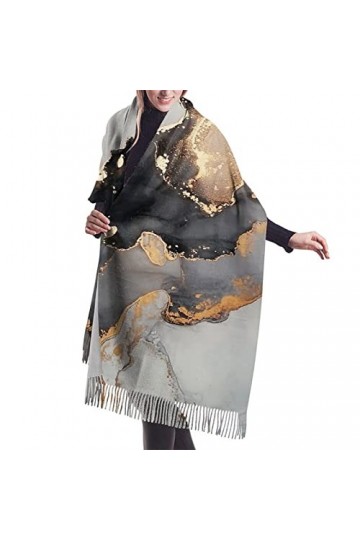 QQIAEJIA Grand châle Pashmina en cachemire doux à rayures colorées pour femmes, écharpe dhiver avec bords à franges, Comme i