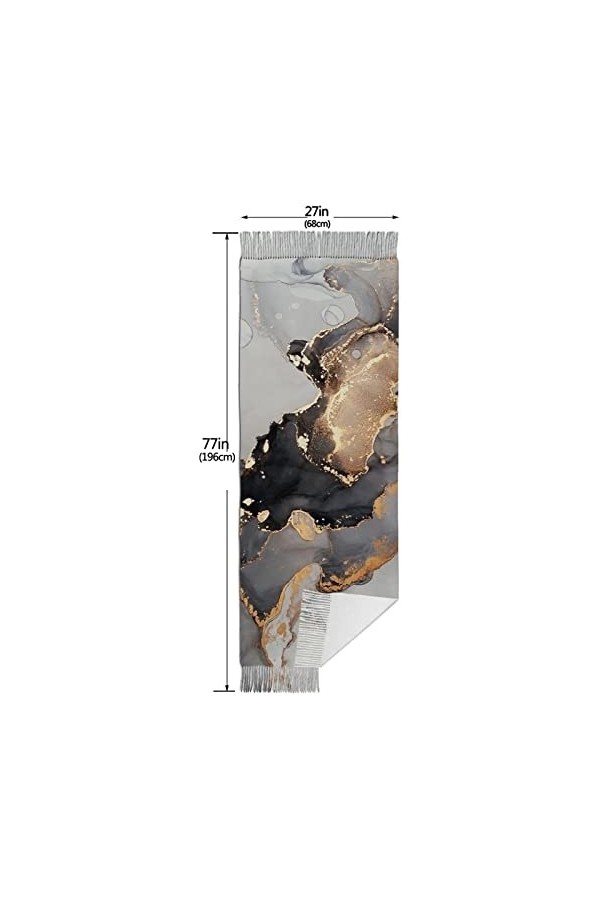 QQIAEJIA Grand châle Pashmina en cachemire doux à rayures colorées pour femmes, écharpe dhiver avec bords à franges, Comme i