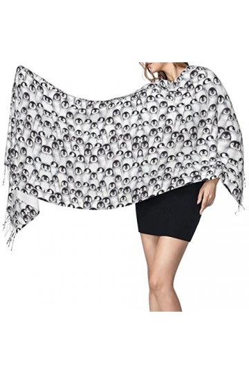 QQIAEJIA Grand châle pashmina en cachemire doux avec bords frangés pour femme, Comme indiqué sur la photo, taille unique