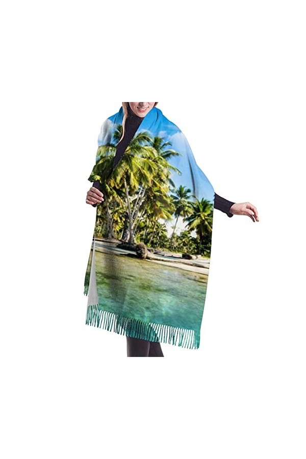 QQIAEJIA Grand châle pashmina doux au toucher cachemire avec franges pour femme, couleur, taille unique