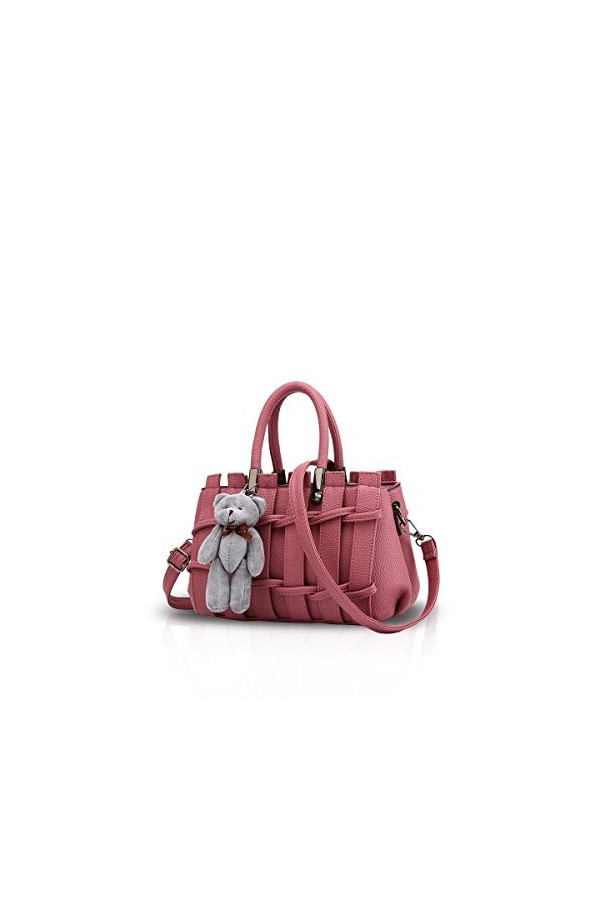 NICOLE&DORIS Femme Mode Sac à Main Messager Sac Bourse épaule Tote Douce Cuir Rose foncé