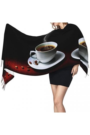 QQIAEJIA Grand châle pashmina en cachemire doux avec bords frangés pour femme Motif éléphant, Squelette avec roses, taille un