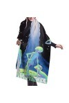 QQIAEJIA Spaceship - Grand châle pashmina doux au toucher cachemire pour femme - Écharpe dhiver avec bords à franges, Comme 