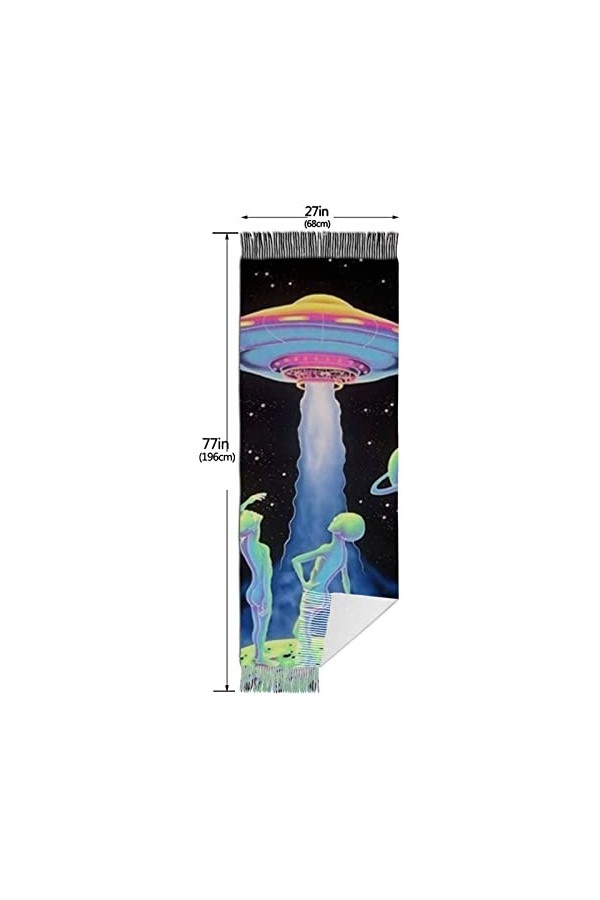 QQIAEJIA Spaceship - Grand châle pashmina doux au toucher cachemire pour femme - Écharpe dhiver avec bords à franges, Comme 