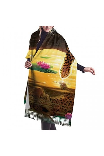 QQIAEJIA Funny Leopard Grand châle pashmina doux au toucher cachemire pour femme Écharpe dhiver avec bords frangés, Comme in