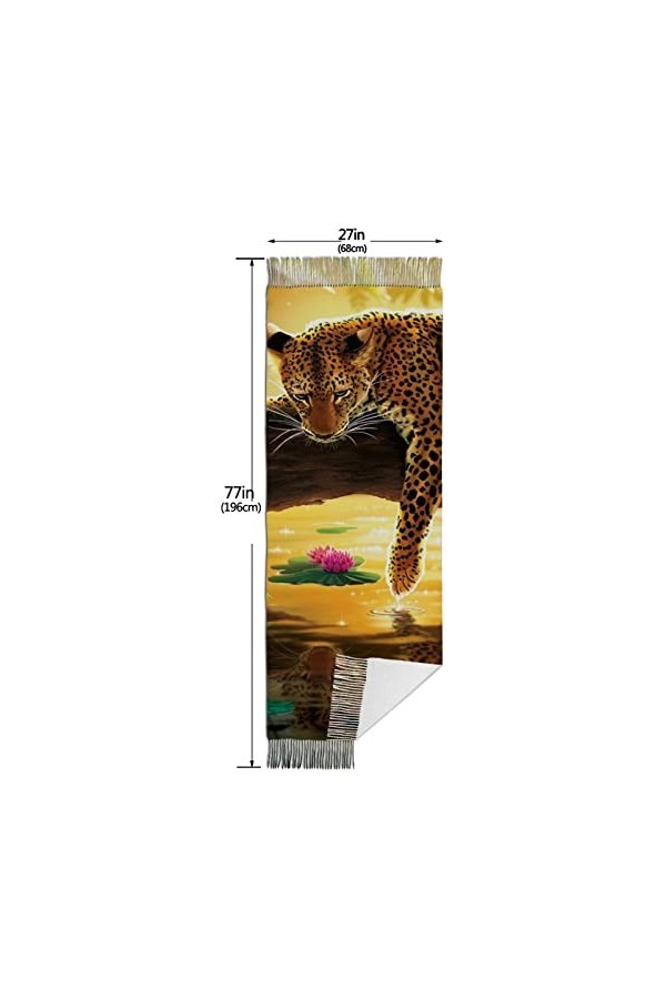 QQIAEJIA Funny Leopard Grand châle pashmina doux au toucher cachemire pour femme Écharpe dhiver avec bords frangés, Comme in