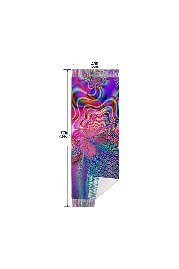 QQIAEJIA Colorful Thing - Grand châle pashmina doux au toucher cachemire pour femme - Écharpe dhiver avec bords frangés, Com