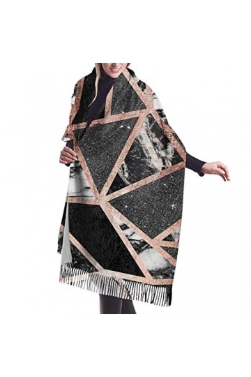 QQIAEJIA Grand châle pashmina en cachemire doux avec bords frangés pour femme - Or rose, Comme indiqué sur la photo, taille u