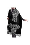 QQIAEJIA Grand châle pashmina en cachemire doux avec bords frangés pour femme Motif éléphant, Comme indiqué sur la photo, tai