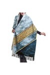 QQIAEJIA Grand châle Pashmina en cachemire doux avec bords frangés pour femme Motif marbre géométrique, Comme indiqué sur la 