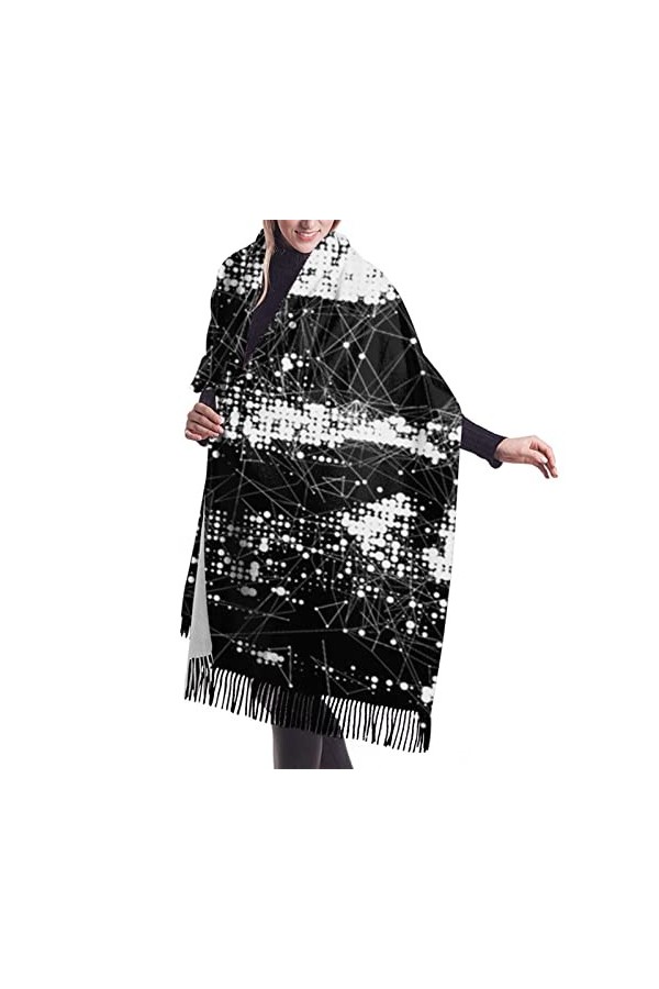 QQIAEJIA Grand châle pashmina en cachemire doux avec bords frangés pour femme Motif crâne dHalloween, Comme indiqué sur la p