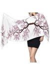 QQIAEJIA Grand châle pashmina en cachemire doux avec bords frangés pour femme Motif arbre en fleurs de cerisier, Comme indiqu