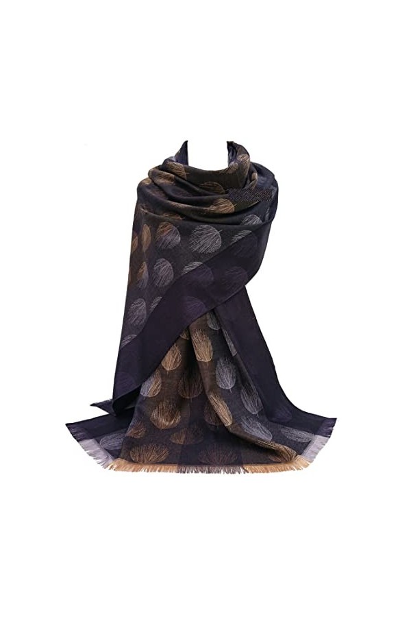 GFM Écharpe style pashmina – Motif floral, peau de serpent, léopard, corde FRL5 , .2017-kl - Noir, L