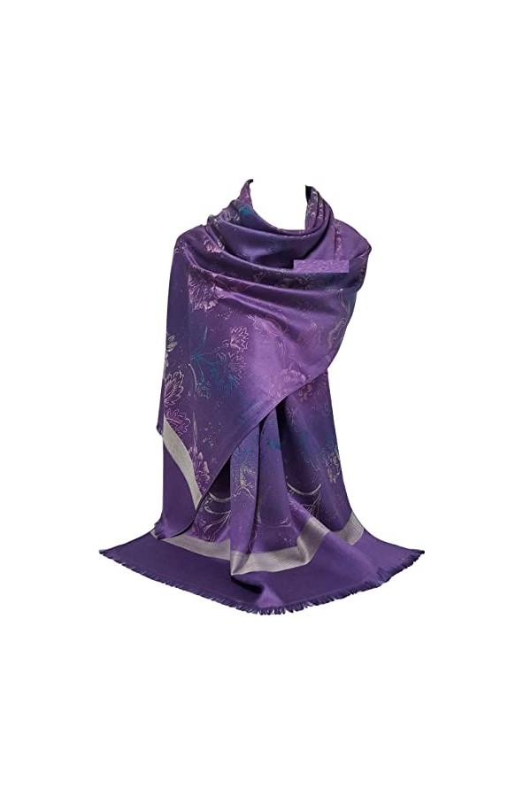 GFM Écharpe style pashmina – Motif floral, peau de serpent, léopard, corde FRL5 , .2017-kl - Noir, L